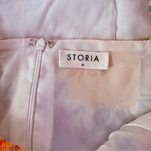 STORIA Floral Baby Doll Shimmer Chiffon Maxi Dress Size M - Picture 7 of 8